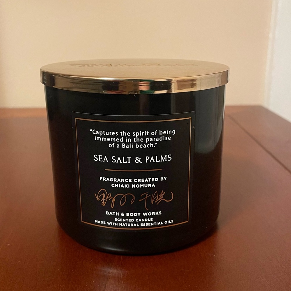 BATH & BODY WORKS “SEA SALT & PALMS” 3-WICK CANDLE Chiaki Nomura Essential Oils